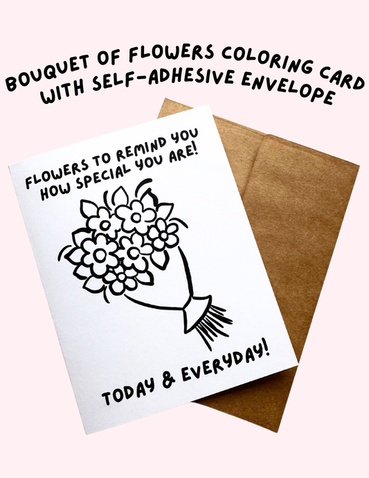Bouquet of Flowers Coloring Card with Self-Adhesive Envelope